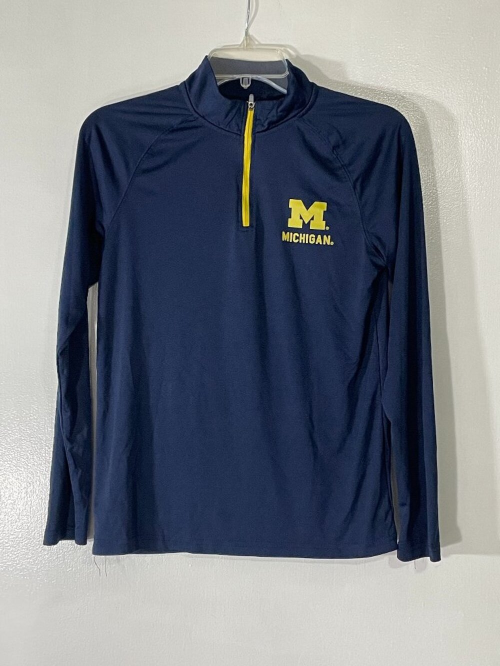 University of Michigan Colosseum Youth Large Tech Quarter Zip Navy Poly U of M